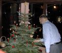 Dad lights Christmas tree, Plymouth 