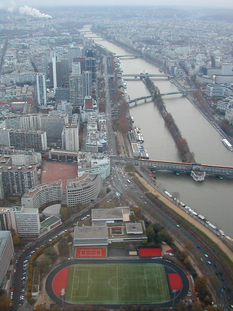 View of Seine from top floor, Tour Eiffel